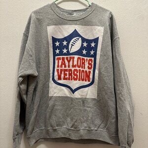 Taylor Swift Taylor's Version NFL Logo Fan Made Crewneck Size XL NO TAGS